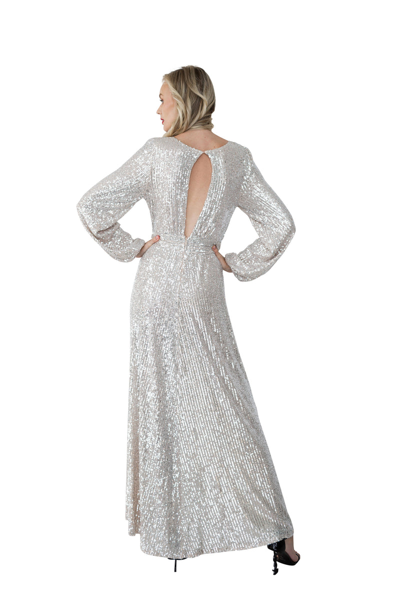 Pine Tree Sparkling Beige Maxi Dress | Social Girls Miami