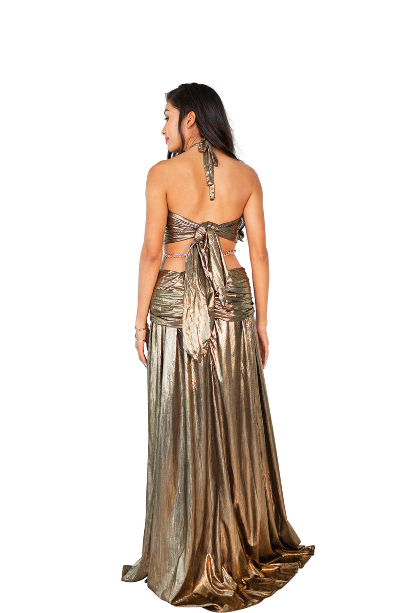 Belle Isles Bronze Gold cutout dress | Social Girls Miami