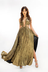 South Beach Gold cutout Maxi dress | Social Girls Miami