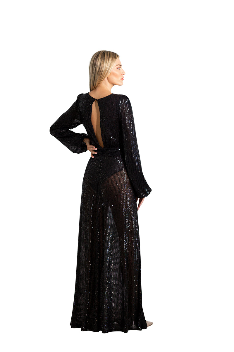 Pine Tree Sparkling Black Maxi Dress | Social Girls Miami