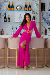 Hibiscus Island Pink Cutout Maxi Dress | Social Girls Miami