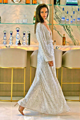 Pine Tree Sparkling Beige Maxi Dress | Social Girls Miami