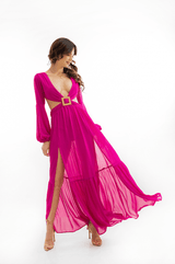 Hibiscus Island Pink Cutout Maxi Dress | Social Girls Miami