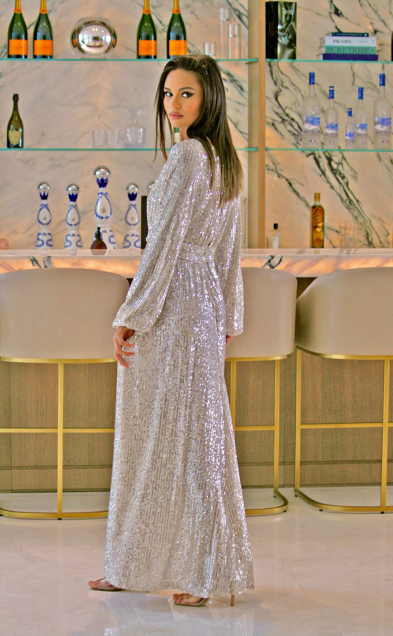 Pine Tree Sparkling Beige Maxi Dress | Social Girls Miami
